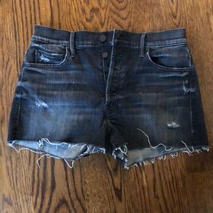 MOTHER Denim high rise black denim shorts